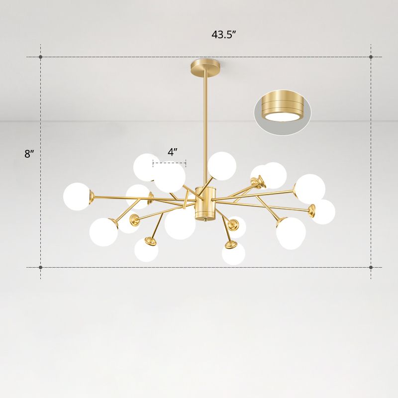 Molecular Chandelier Lamp Nordic Milky Glass Living Room Suspension Light in Gold