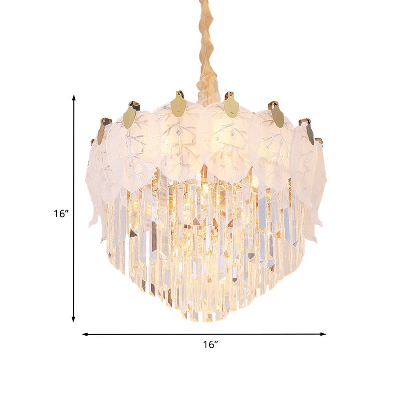 Modernisme 4-laags kroonluchter lamp armatuur helder prismatisch kristal 9-licht eetkamer hangend licht