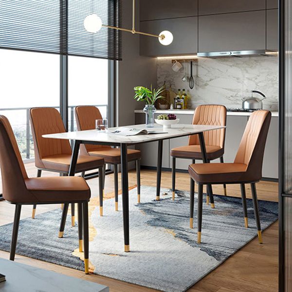 Matte Finish Stone Dinette Table Contemporary Rectangle Dining Table
