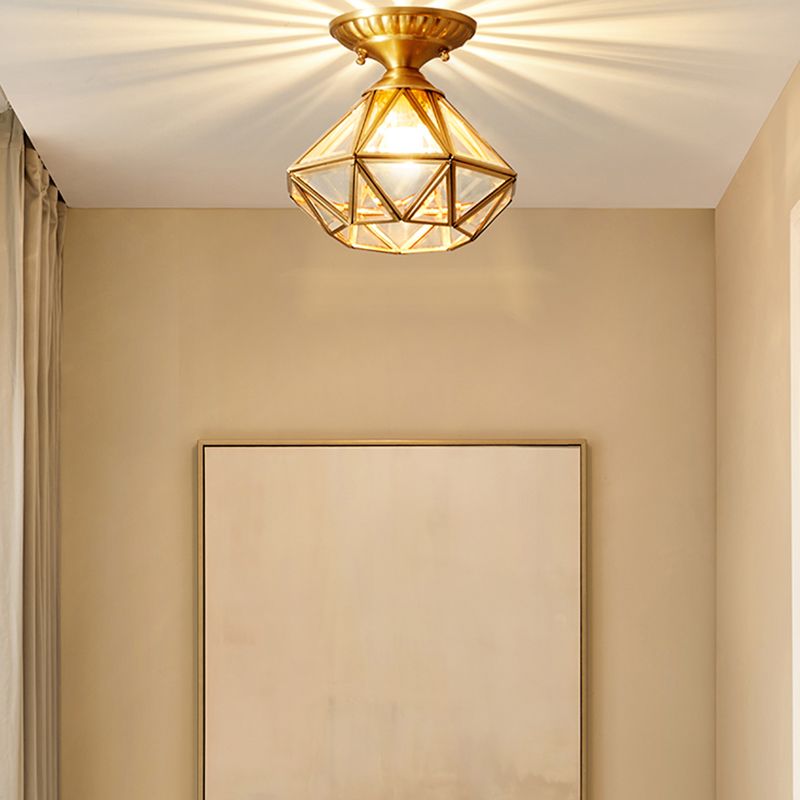 Plafonnier encastré en verre, éclairage de plafond classique en or pour le salon