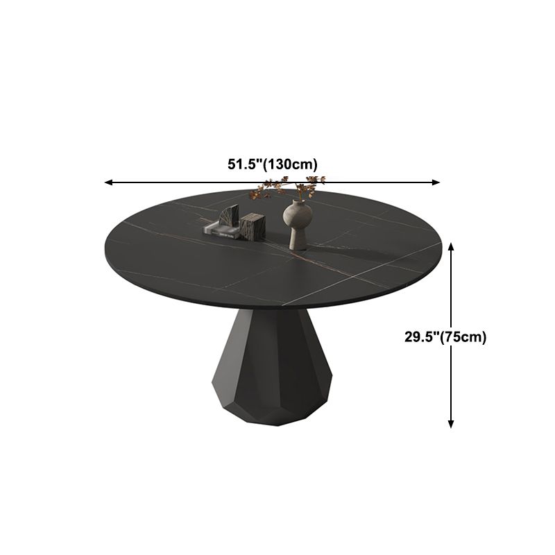Modern Black Stone Dinner Table Kitchen Home Round Pedestal Dining Table