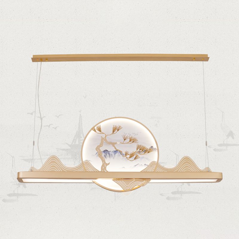 Lineair eilandhanger leidde Chinees modern plafond hanglampje voor eetkamer