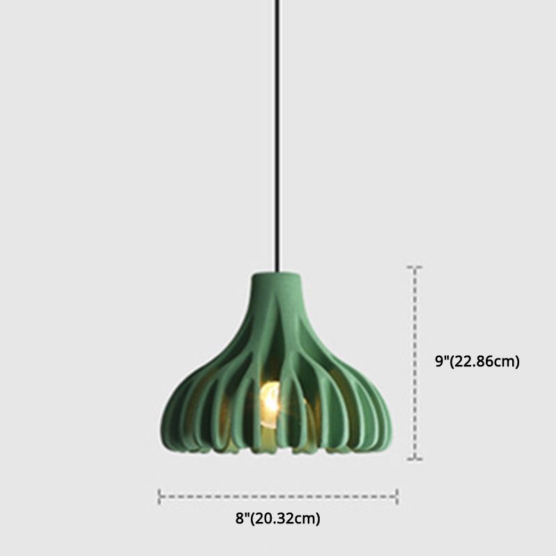 1-Light Coral Line Shade Pendant Lampe Nordic Modern Modern Style Resin Prowing Lamping For Dining Room