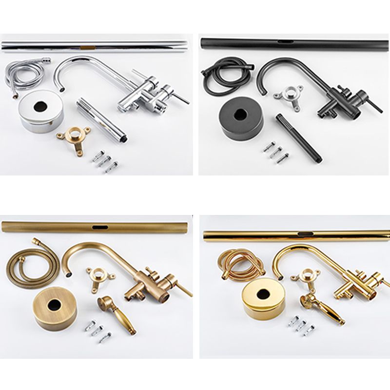 Modern Freestanding Tub Faucet Copper Floor Mount Free Standing Tub Filler Faucet