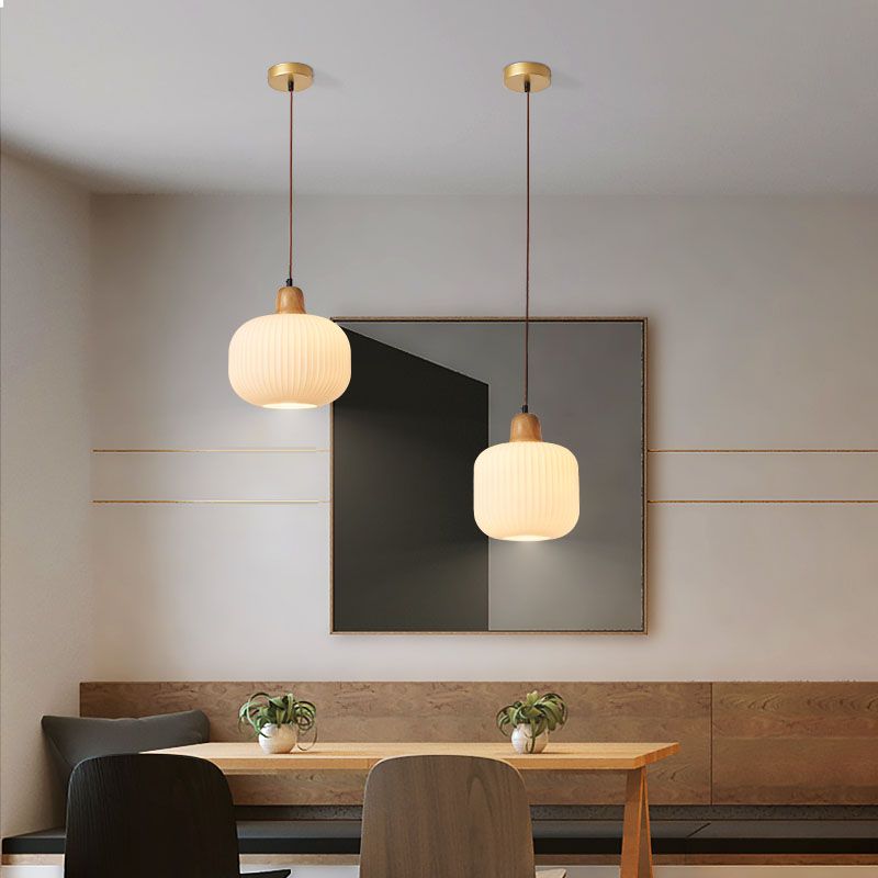 Wit Rubberwood Hanglampverlichtingsarmaturen Moderne Lantern Suspension Lamp voor restaurant
