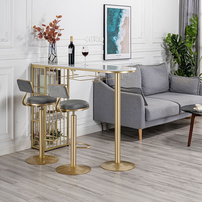 Glam Free Form Bar Table White Marble Table with Storage for Living Room