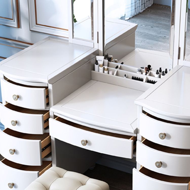 Contemporary Vanity Table and Stool Set 9 Drawers Makeup Vanity Desk