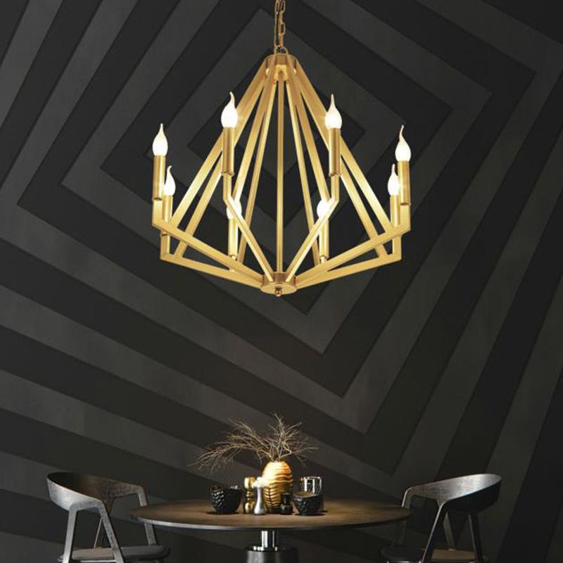 Lampada il lampadario oro a 8 luci lampada da lampada tradizionale geometrica in metallo lampada a sospensione per soggiorno