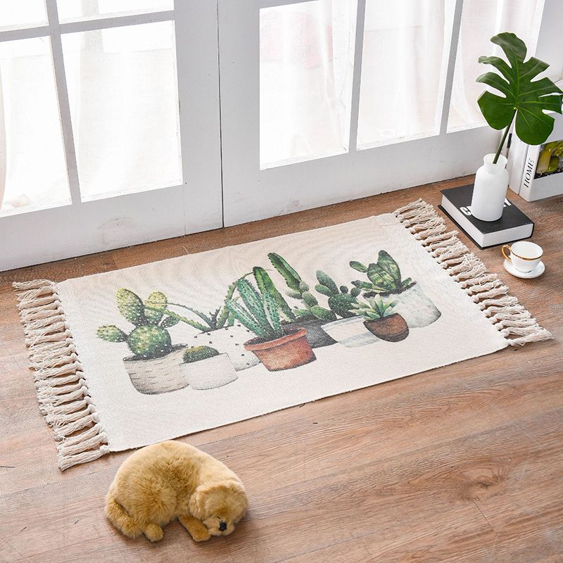 Green Modern Carpet Cotton Panda Carpet Non-Slip Backing Carpet for Living Room