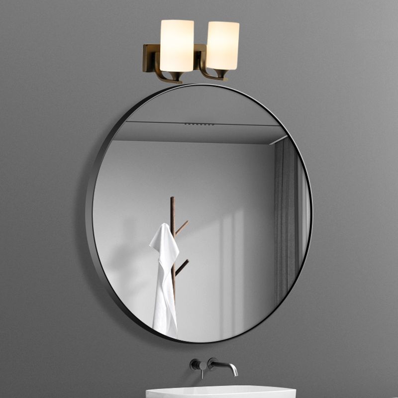 Contemporary Vanity Lighting Glass Shade Wall Light Fixture in Black for Bathroom