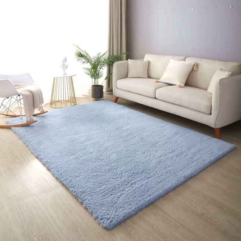 White Area Rug Polyester Solid Color Area Carpet Non-Slip Backing Area Rug for Living Room