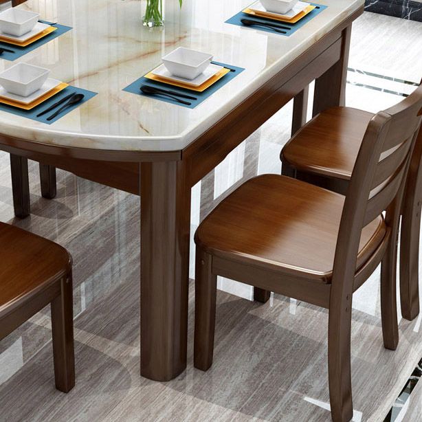 Modern Stone Round Dining Table Rubber Wood Legs for Dining Room