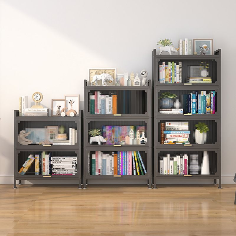 Modern Metal Bookshelf Standard Closed Back Bookcase with Doors