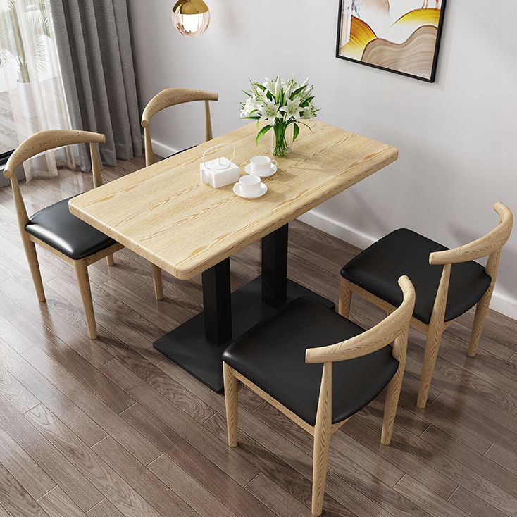 Minimalist Wooden Dining Set Standard Height with Pedestal Base Dining RoomSet for Home Use