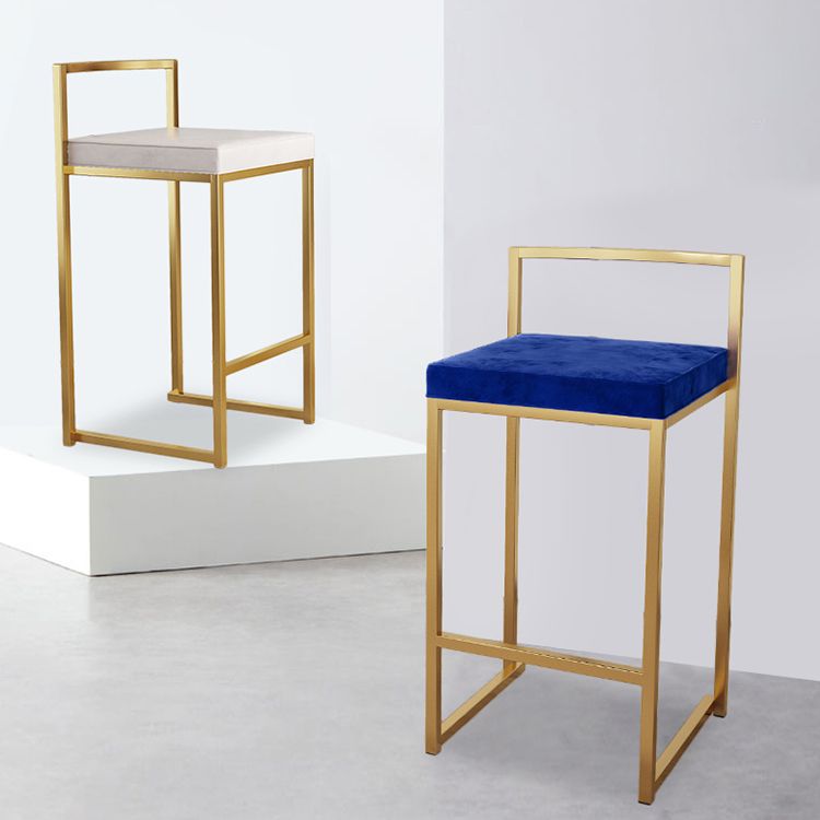 Nordic Backrest Armless Counter Stool Iron Kitchen Bar Stool with Cushion and Pedal