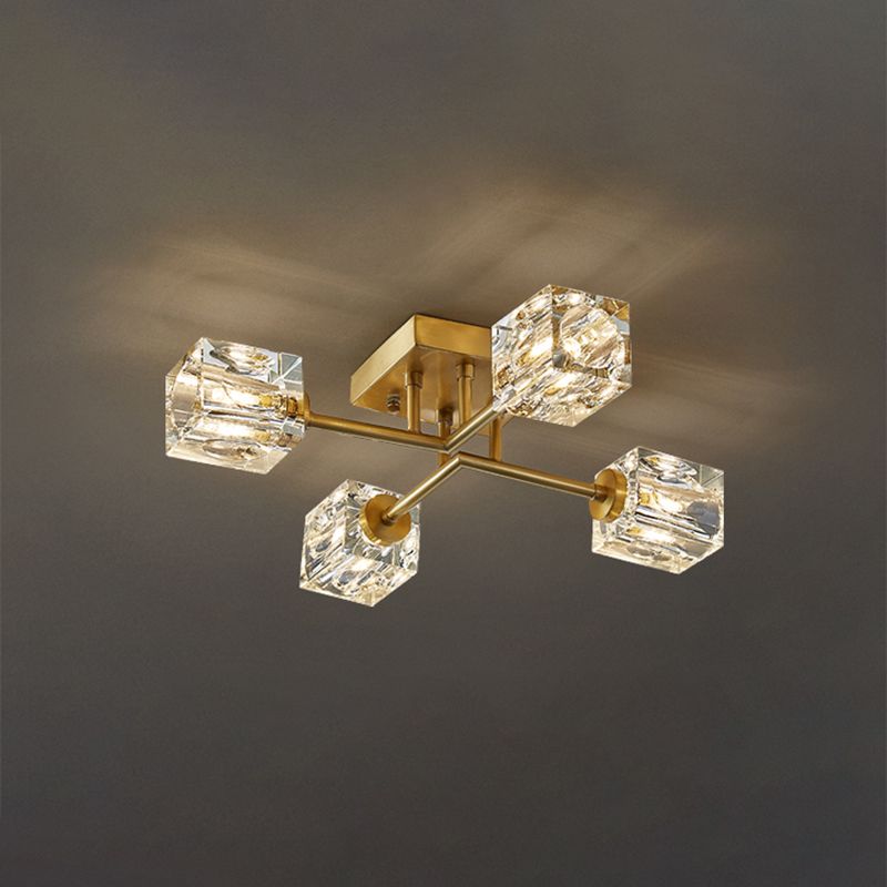 Lámpara de montaje de color de cristal de Flush de cristal moderno en oro para sala de estar