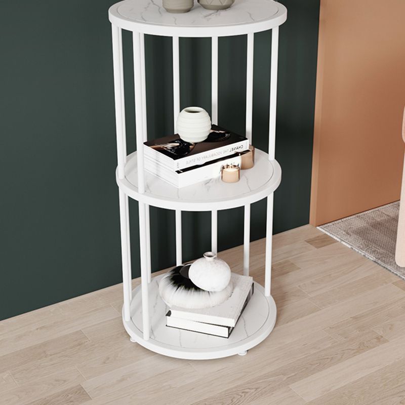 Scandinavian Open Corner Bookshelf with Metal Frame Manufactured Wood Bookcase