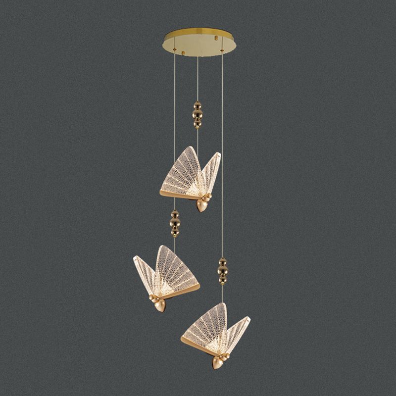 Butterfly Shape Metal Hanging Light Modern Style Multi Lights Cluster Pendant