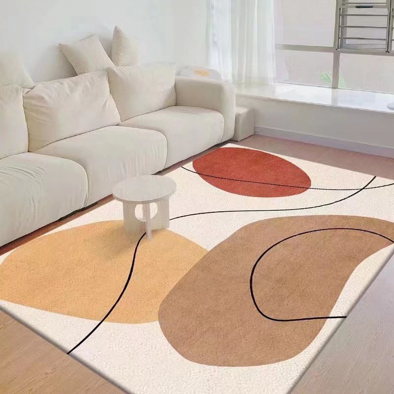 Modern Colorblock Rug Polyester Rug Friendly Washable Non-Slip Area Rug for Living Room
