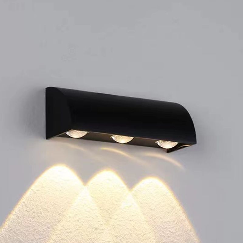 Modern Style Wall Lamp Metal 3 Lights Sconces in Black for Outdoor