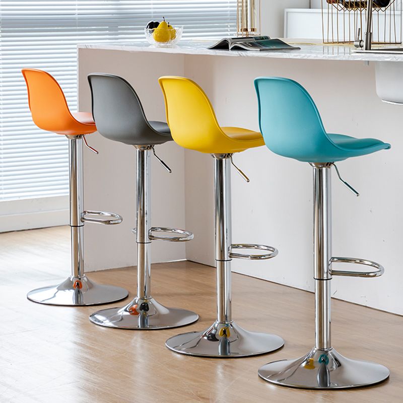 Scandinavian Adjustable Height Counter Stools Metal Leather Swivel Low Back Bar Stools