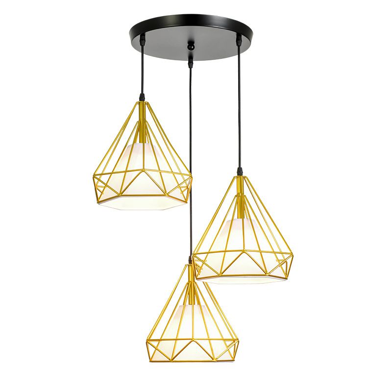 Diamond Iron Cluster Custing Lighting Post-Modern Restaurant Hanging Lamp in oro