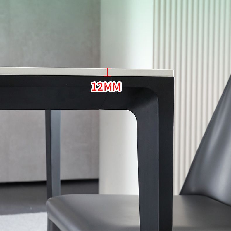 Standard Height Sintered Stone Top Dining Set with 4 Black Metallic Legs for Dining Furniture