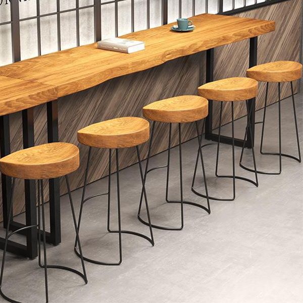Contemporary Backless Barstools Contoured Seat Bar Stools with Metal Legs