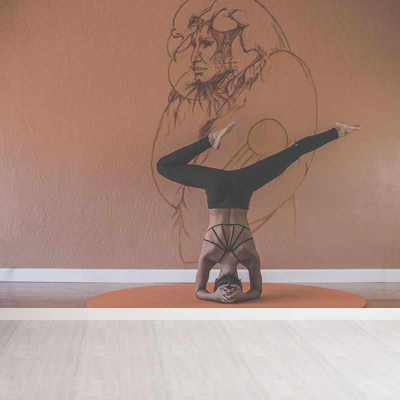 Contemporary Yoga Hobby Mural Mildew Resistant Covering for Accent Wall Fire Mural