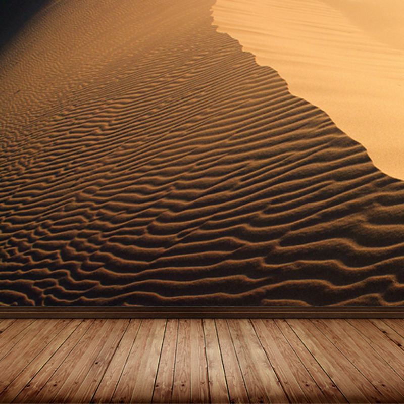 Large Sand Wave Shadow Mural Decal Waterproofing Modern Stain-Proof Wall Decor in Yellow