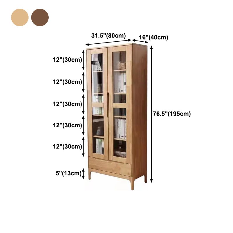 Solid Wood Scandinavian Bookcase Closed Back Bookcase with Door