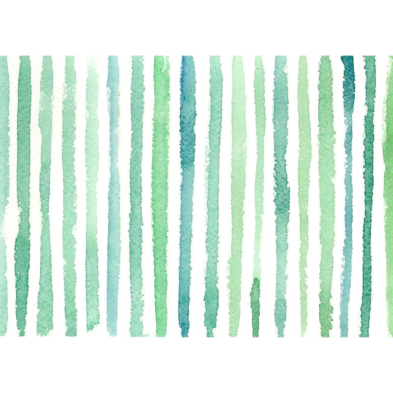 Green Watercolor Striped Mural Wallpaper Moisture Resistant Wall Art for Living Room