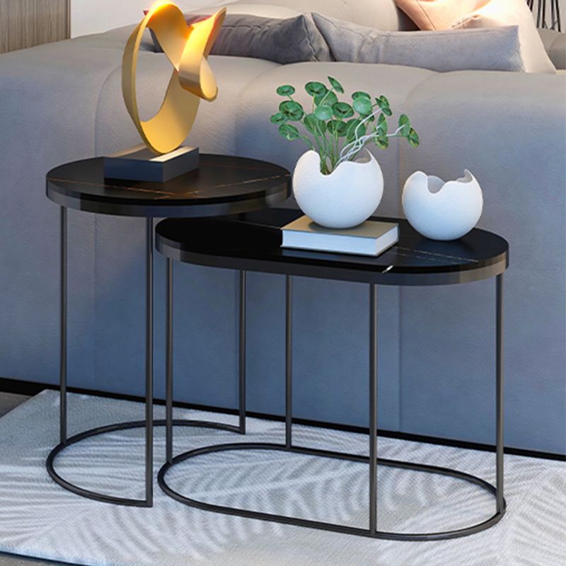 Luxurious Stone Top End Table Metal Frame Sofa Side Accent Table