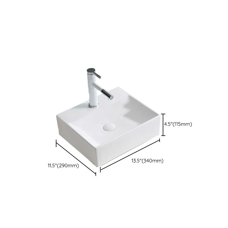 Contemporary Trough Sink Porcelain Trough Bathroom Sink with Faucet Included