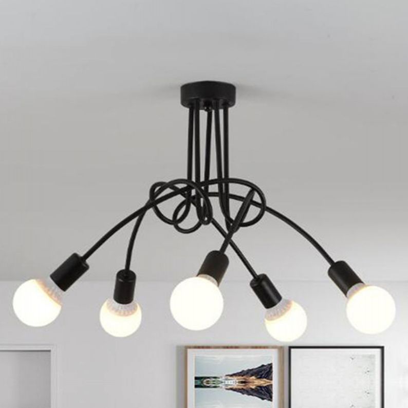 Bundle Industrial Vintage Ceiling Light Wrought Iron Flush Mount for Living Room