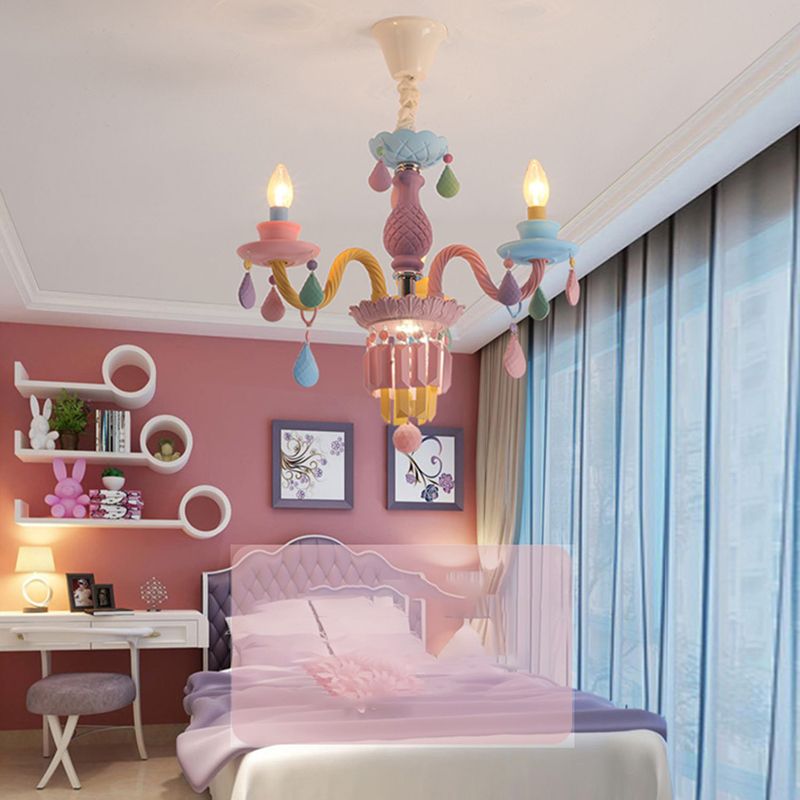 Multi Head Macron Candle Chandelier Glass Chandelier Lighting Fixtures for Bedroom