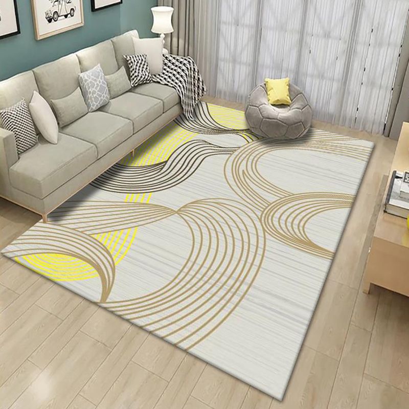 Grey Simplicity Rug Polyester Geometric Indoor Rug Non-Slip Backing Area Rug for Living Room