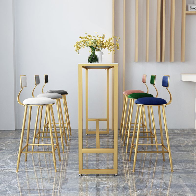 Stone Bar Dining Table Glam Rectangle Bar Table with Trestle Pedestal for Kitchen