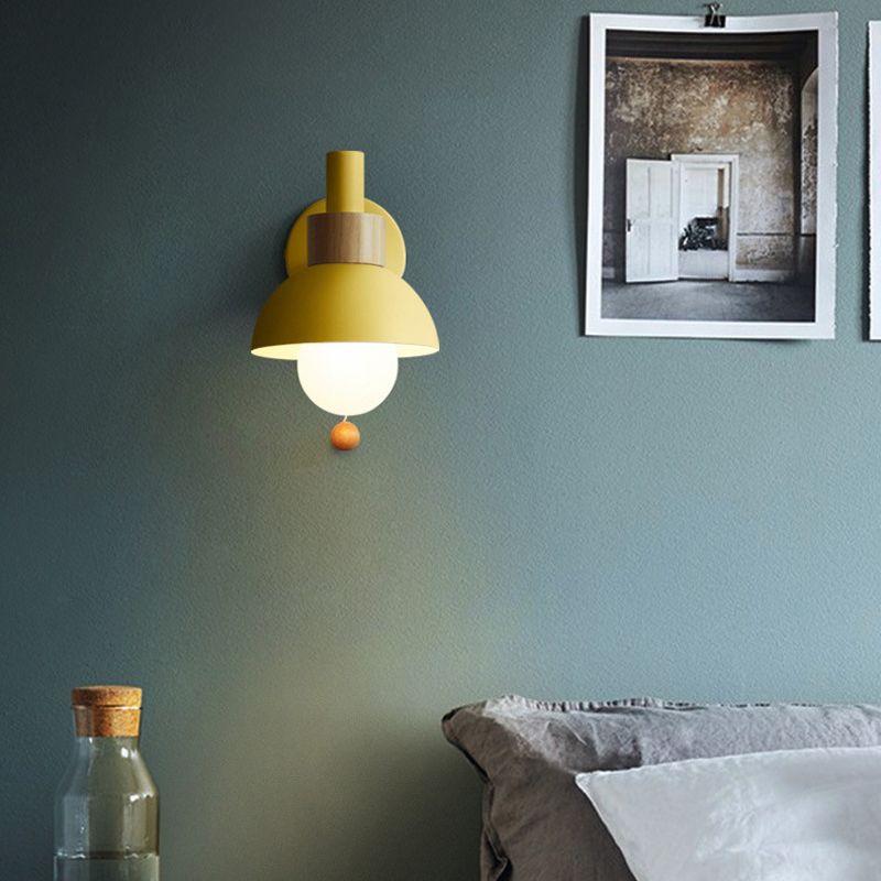 Contemporary Wood Wall Light Polish Finish Lighting for Dining Room