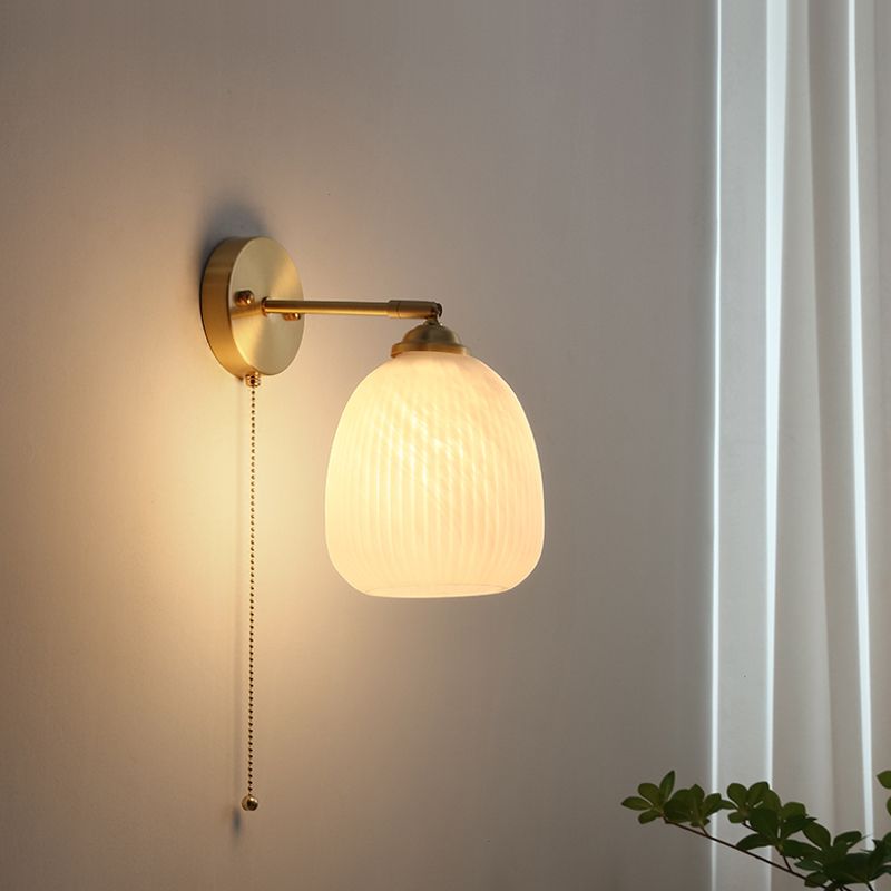 Glass 1-Light Geometric Wall Lighting Modern Style Wall Mounted Light Fixture in White