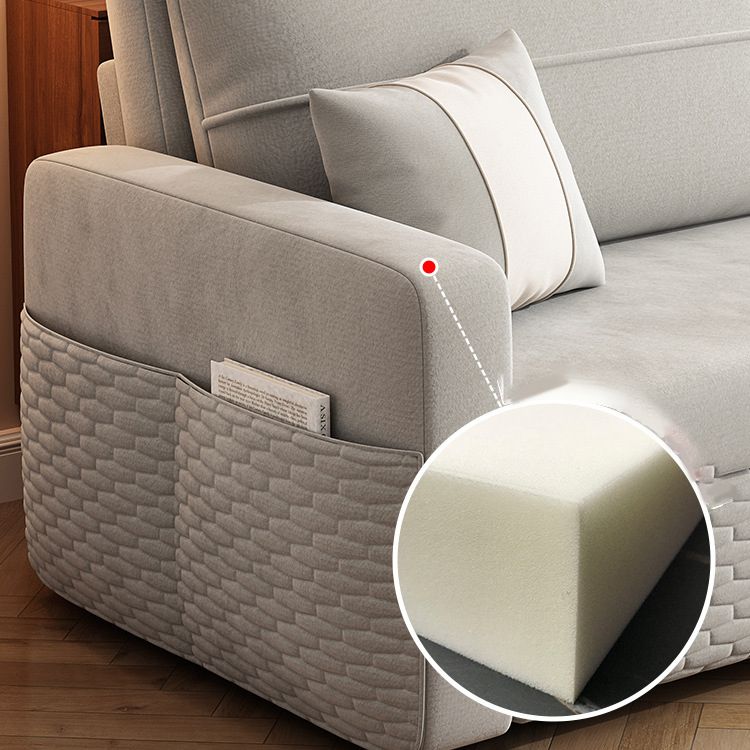 Metal Frame Sleeper Sofa Light Gray Square Arms Sofa Bed with Upholstered, 32.28" Wide