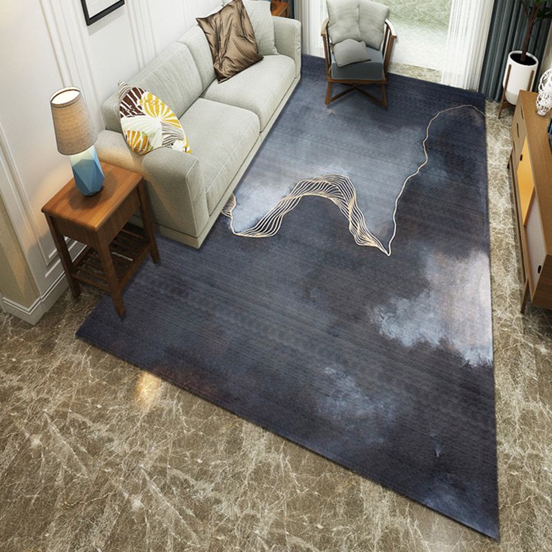 Modern Style Polyester Rug Gray Series Washable Area Rug with Abstract Design for Living Room