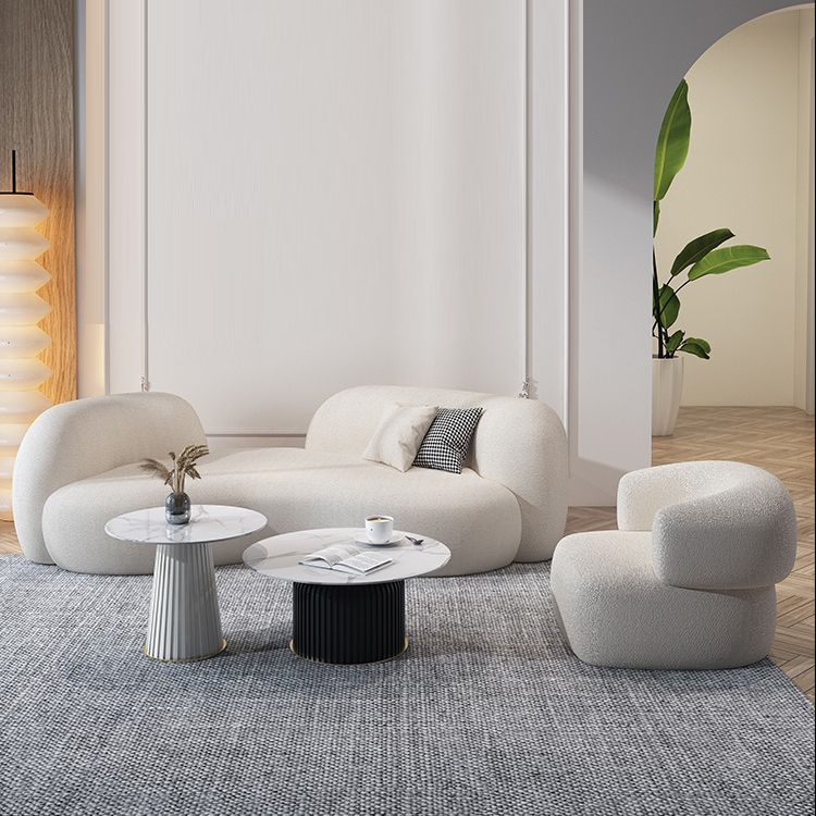 Beige Contemporary Standard Armless Sofa Curved Sofa for Living Room, Apartment
