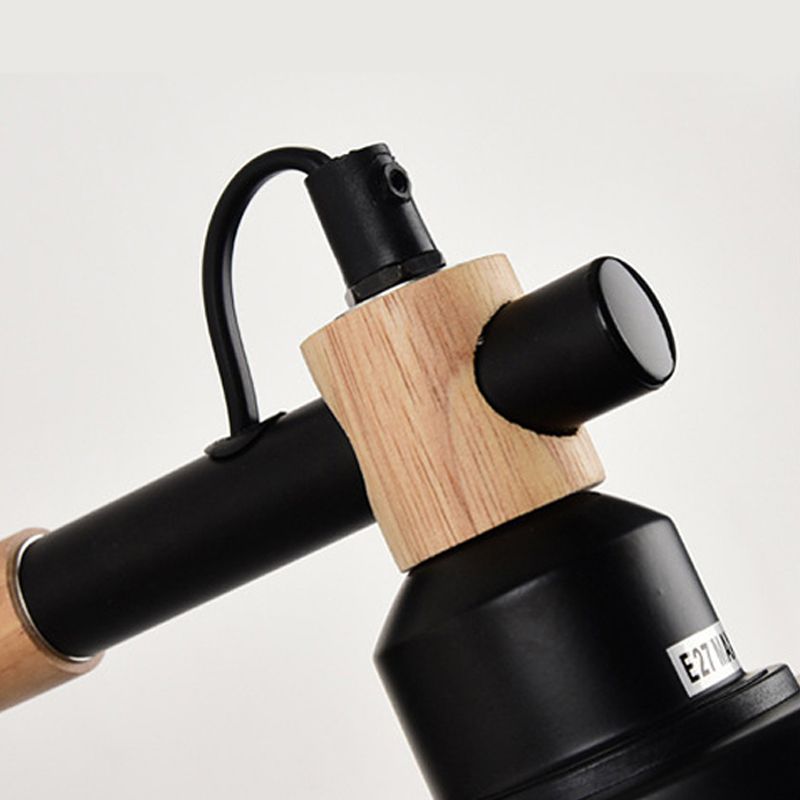 1 Light Cylindrical Wall Lightture Moderniste Moderniste Metal Metallic Sconce Ayémorrat avec joint en bois pour chambre à coucher