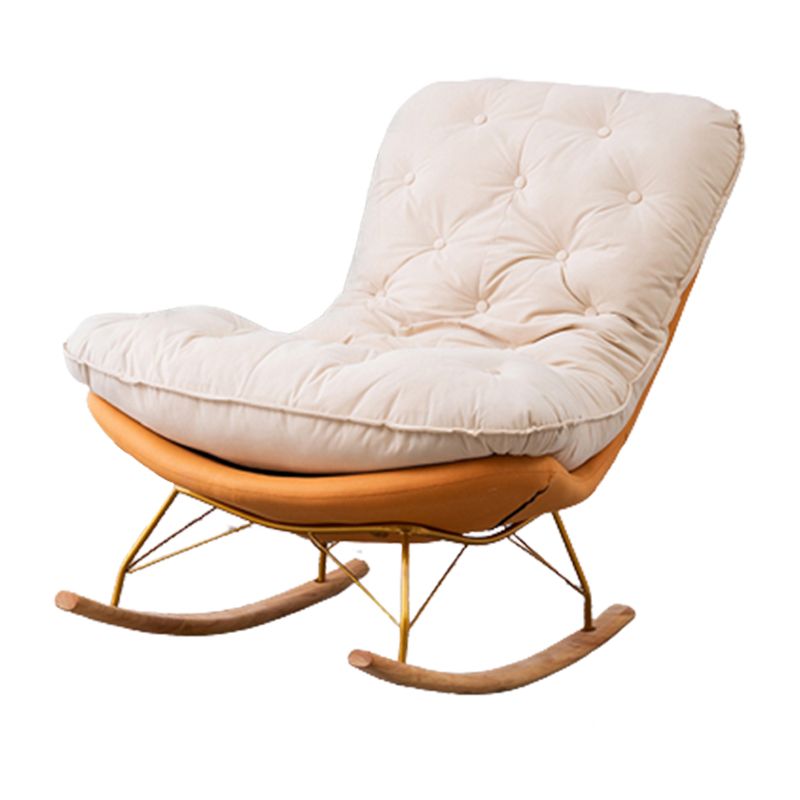 Button-Tufted Rocking Chair Modern Fabric Patchwork Rocking Chair with Ottoman