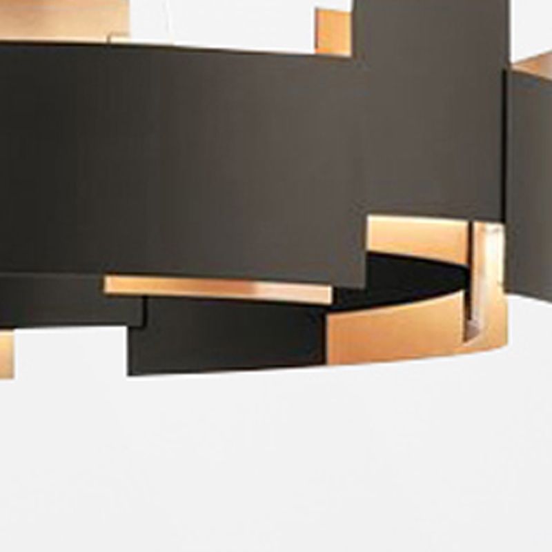 Postmodern Style Metal Chandelier Light Round Shade Pendant Light in Black