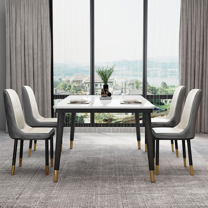 Industrial Style Home Sintered Stone Dining Table Rectangle Shape Table with 4 Legs Base