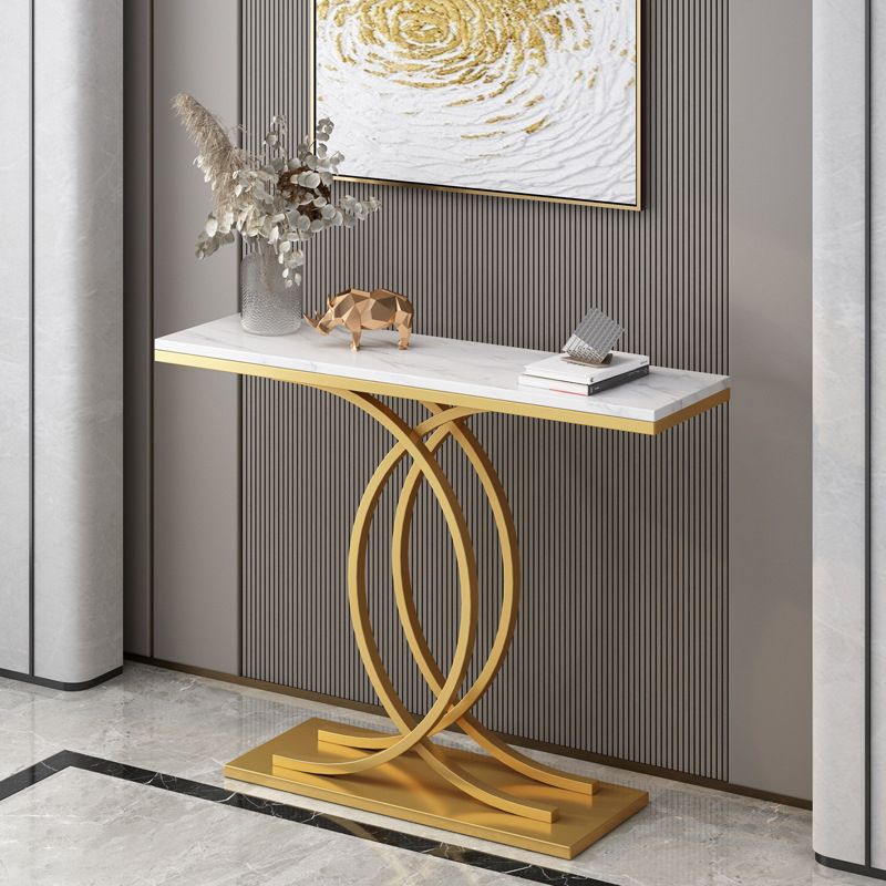 Modern Console Accent Table Antique Finish Sofa Console Table with Shelf