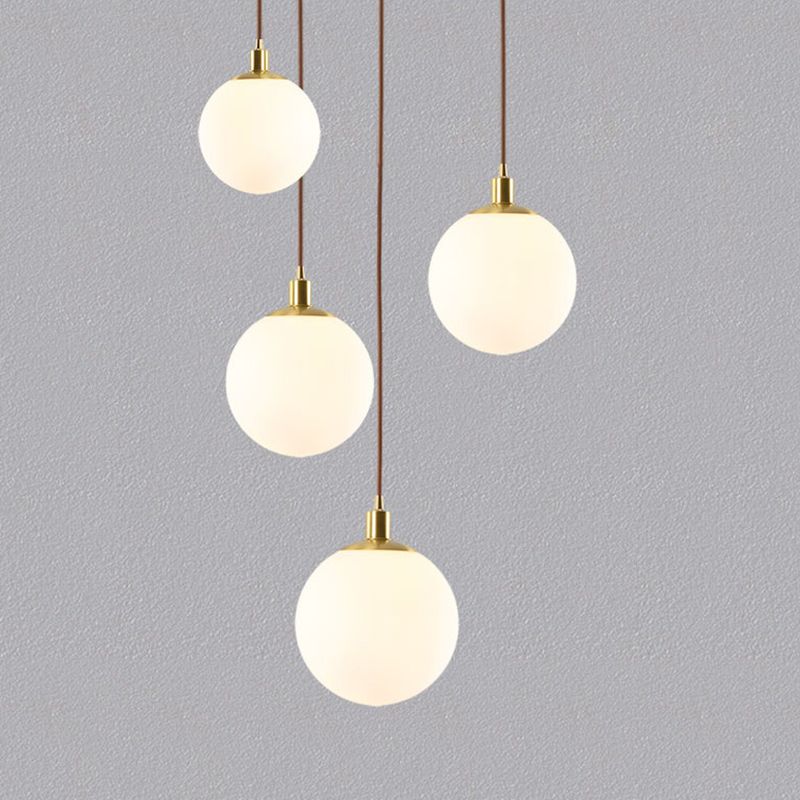 1 Light Spherical Pendant Lamp Modern Minimalist Opal Glass Hanging Lamp for Living Room