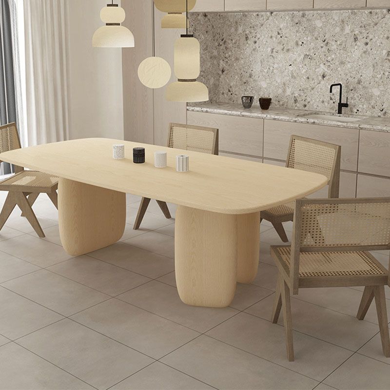Modern Solid Wood Table for Restaurant Rectangle Dining Table with 3 Legs